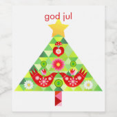 Mod Scandi Holiday Bird Wine Label Wijn Etiket (Enkel label)