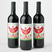 Mod Scandi Holiday Bird Wine Label Wijn Etiket (Flessen)
