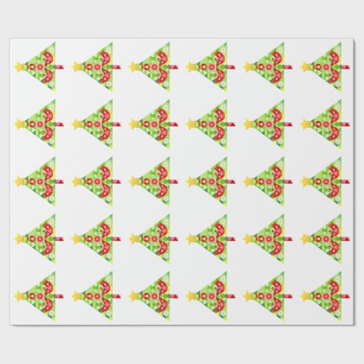 Mod Scandi Holiday Bird Wrapping Paper Cadeaupapier (Vlak)