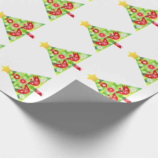 Mod Scandi Holiday Bird Wrapping Paper Cadeaupapier (Hoek)