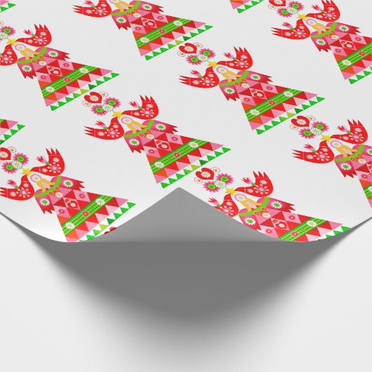 Mod Scandi Holiday Bird Wrapping papier (Hoek)
