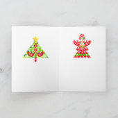 Mod Scandi Kerst Vogel Engel Kaart (Binnen)