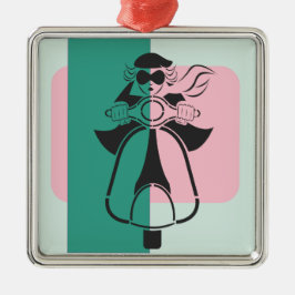 Mod Scooter Girl Metalen Ornament