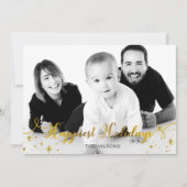Mod Script Handgeschreven Gouden Foto Feestdagenkaart (Voorkant)