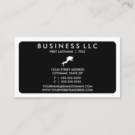 Mod Scuba Diver (kleur aanpasbaar) Visitekaartje (Achterkant)