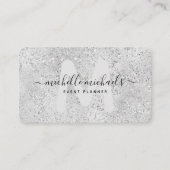Mod Silver Luxury Glitter Monogram Visitekaartje (Voorkant)