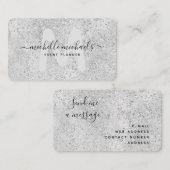 Mod Silver Luxury Glitter Monogram Visitekaartje (Voorkant / Achterkant)