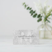 Mod Silver Luxury Glitter Monogram Visitekaartje (Staand voorkant)