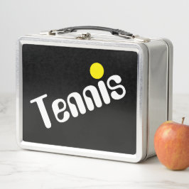 Mod Slant Wit Geel TENNIS Tekst op Cool Black