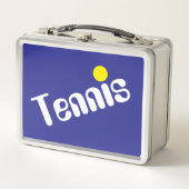 Mod Slant Wit Geel Tennis Tekst op Deep Blue (Voorkant)