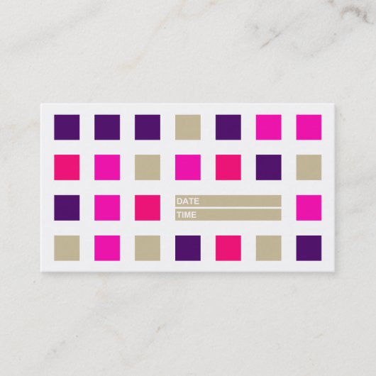 mod squares afsprakenkaart ( pinks ) afsprakenkaartje (Voorkant)