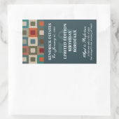 Mod Squares Verjaardagswijn - Blauw (750ml) Rechthoekige Sticker (Tas)