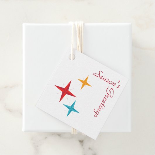 Mod Stars, Mid-Century Modern Retro kerstcadeau Bedankjes Labels (In situ)