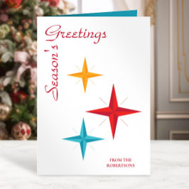 Mod Stars, Mid-Century Modern Retro Kerstmis Feestdagen Kaart