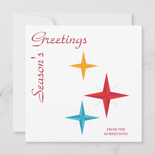 Mod Stars, Mid-Century Modern Retro Kerstmis Feestdagenkaart (Voorkant)