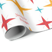 Mod sterren Kerstmis, Retro Mid-Century Modern Cadeaupapier (Rol Hoek)