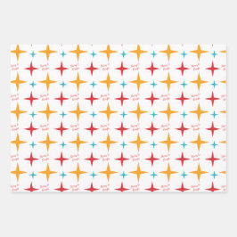 Mod sterren Kerstmis, Retro Mid-Century Modern Inpakpapier Vel