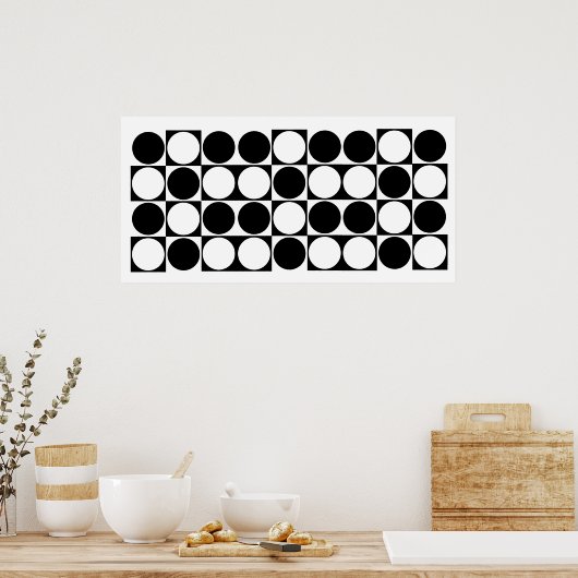 Mod Stippen Black & White Designer Afdrukken Poster (Keuken)