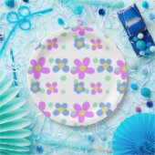 Mod Stippen Floral Print Papieren Bordje (Feest)