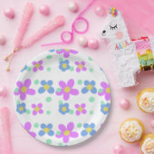 Mod Stippen Floral Print Papieren Bordje (Feest)