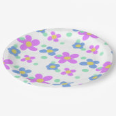 Mod Stippen Floral Print Papieren Bordje (Gekanteld)