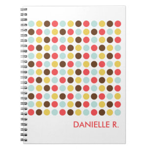 Mod stippen patroon oranje wit gepersonaliseerd da notitieboek