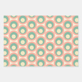 Mod Stippen Retro Blauwgroen en Blush Roze Patroon Inpakpapier Vel (Voorkant)
