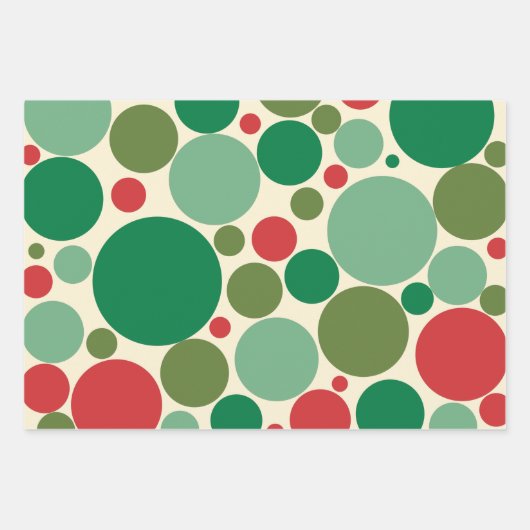 Mod Stippen Retro kerstpatroonrood Groen Crème Inpakpapier Vel (Voorkant 3)