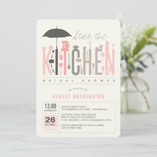 Mod Stock De Keuken Vrijgezellenfeest Uitnodiging (Staand voorkant)