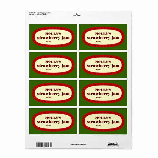 Mod Strawberry Jam Home Inblikken Jar Label (Full Sheet)