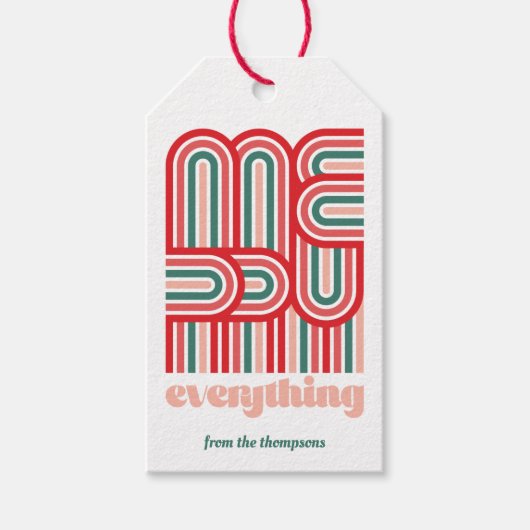 Mod Stripe Merry Alles Red en Green Gift Label Cadeaulabel (Voorkant)