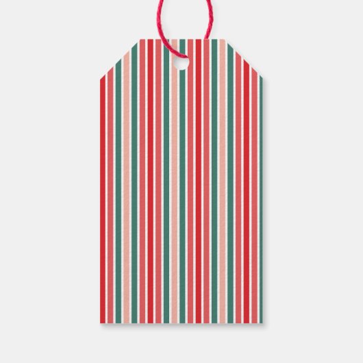 Mod Stripe Merry Alles Red en Green Gift Label Cadeaulabel (Achterkant)
