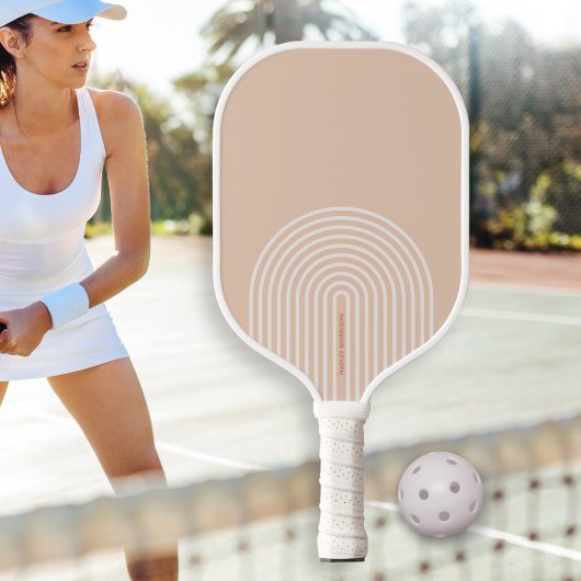 Mod striped Arch Neutrale Kleuren Aangepaste tekst Pickleball Paddle