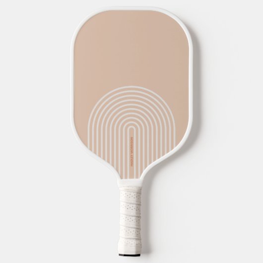 Mod striped Arch Neutrale Kleuren Aangepaste tekst Pickleball Paddle (Achterkant)