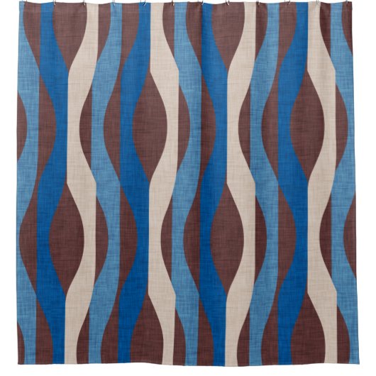 Mod Stripes Blue Douchegordijn (Voorkant)