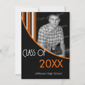 Mod Stripes Graduation Party nodigt Sinaasappel en Kaart (Voorkant)