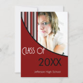 Mod Stripes Graduparty nodigt Red Black uit Kaart (Voorkant)
