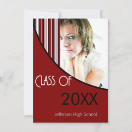 Mod Stripes Graduparty nodigt Red Black uit Kaart