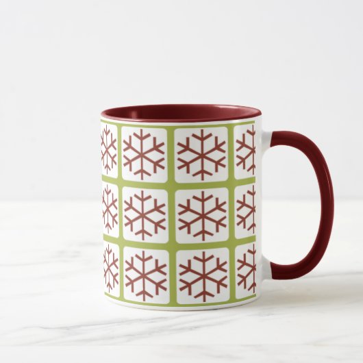 Mod Style Red Green Snowflake Pattern Holiday Mokk Mok (Rechts)