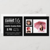 Mod Sweet 16 Birthday Party met 3 foto's Kaart (Voorkant / Achterkant)