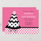 Mod Sweet Sixteen Birthday Party Invitation Kaart (Voorkant / Achterkant)