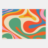 Mod Swirl Retro Trippy Colorful Abstract Patroon Inpakpapier Vel (Voorkant 3)