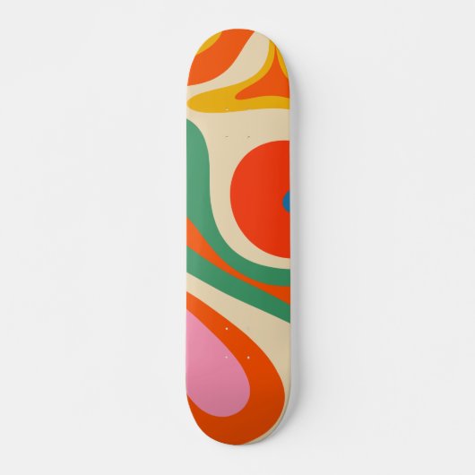 Mod Swirl Retro Trippy Colorful Abstract Patroon Persoonlijk Skateboard (Voorkant)