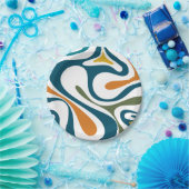 Mod Swirl Trippy Retro Modern Abstract Patroon Papieren Bordje (Feest)