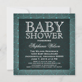 Mod Swirls Baby shower Invite, Aqua Kaart