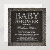 Mod Swirls Baby shower Invite, Beige Kaart (Voorkant / Achterkant)