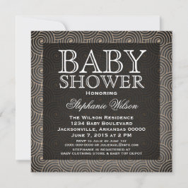 Mod Swirls Baby shower Invite, Beige Kaart