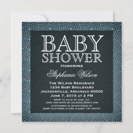 Mod Swirls Baby shower Invite, Blue Kaart