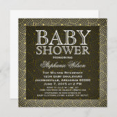 Mod Swirls Baby shower Invite, Geel Kaart (Voorkant / Achterkant)