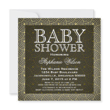 Mod Swirls Baby shower Invite, Geel
